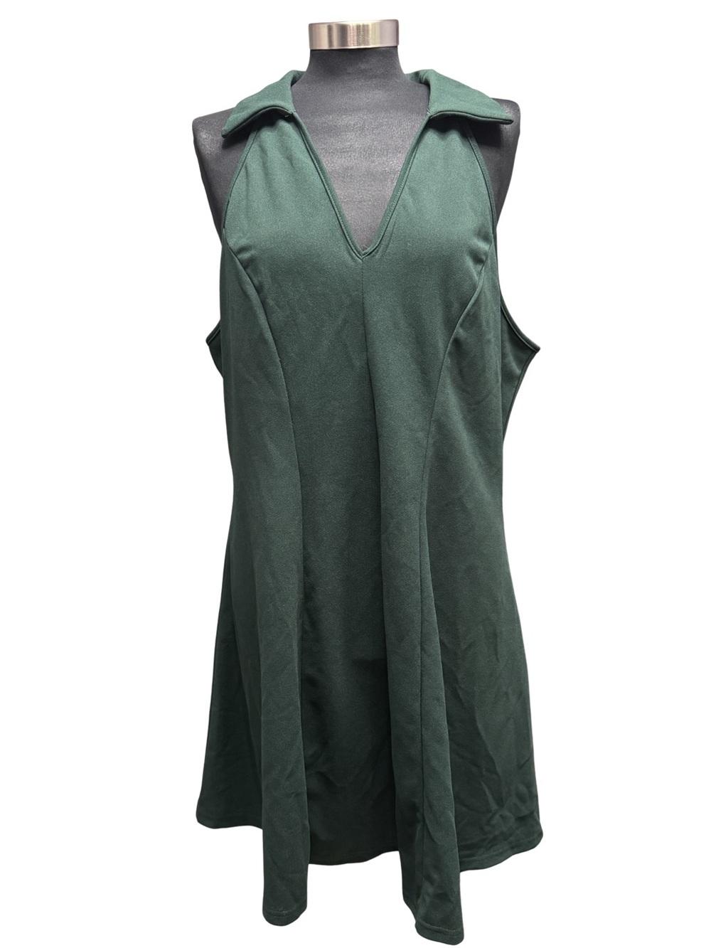 SHEIN Forest Green Sleeveless Collared Swing Dress 2XL